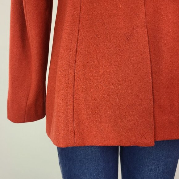Bob Timberlake Size M Wool Rust Colored Double Breasted Pea Coat - Picture 10 of 16